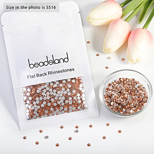 Image of Beadsland Flat Back Crystal Rhinestones, Champagne, SS16, 2880pcs | Flatback Glass Gems, 3.8-4.0mm, for Nail Art Craft, Glue Fix,Light Peach