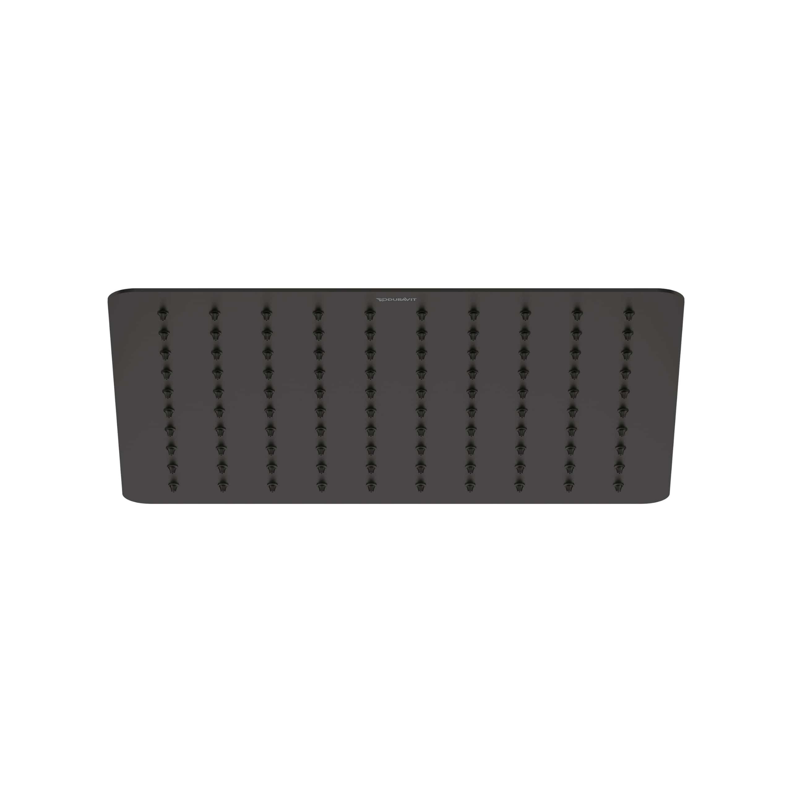 Douche de tête universelle Duravit en inox, pomme de douche avec jet Rain, robinetterie de douche carrée (Ø 300 mm), pomme de douche à angle réglable, douche de pluie, noir mat