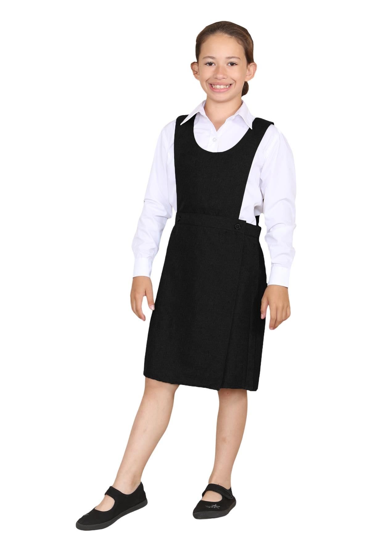 Paquete de 2 vestidos escolares Pinafore para niñas, vestido de