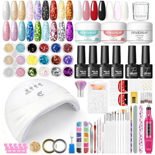 Peacecolor Acrylic Nail Kit for Beginners with Everything ,Professional Nail Kit Acrylic Set with...