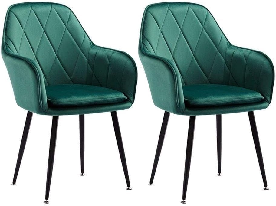 Chaise en velours de cuisine lot de 2 fauteuil rembourré confortable de salle à manger