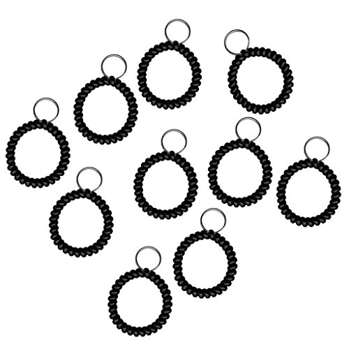 SM SunniMix 20 stuks spiraal pols spoel sleutelhanger pols band Ken ketting zwart - Afbeelding 8