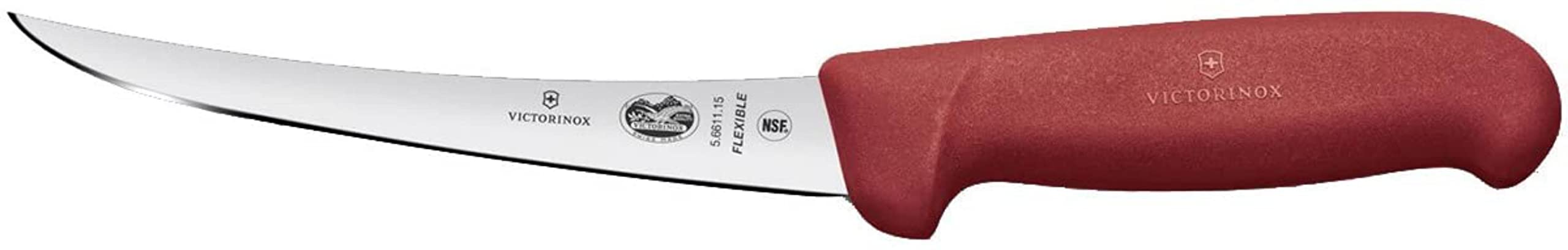 Victorinox, coltello disossatore Fibrox con lama stretta e ricurva in acciaio inox, antiscivolo, rosso