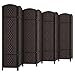 Rose Home Fashion RHF 6 ft.Tall-15.7" Wide Diamond Weave Fiber 8 Panels Room Divider/8 Panels Screen Folding Privacy Partition Wall Room Divider,Freestanding 8 Panel, Dark Coffee