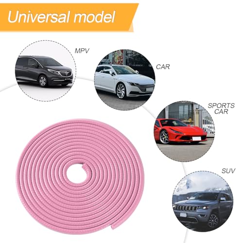 Image of Osilly Car Door Edge Guards, 16Ft Rubber Seal Car Door Edge Trim, U Shape Door Edge Protector Guard, Aluminum Weather Proofing Automotive Door Edge Molding Protection for Most Car (Pink)