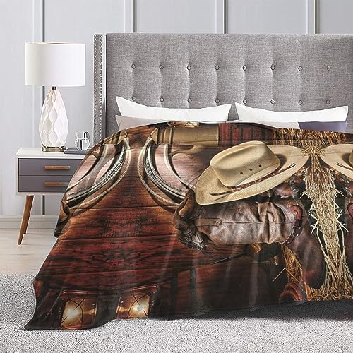 Couverture de voyage en flanelle douce imprimé bottes de cowboy