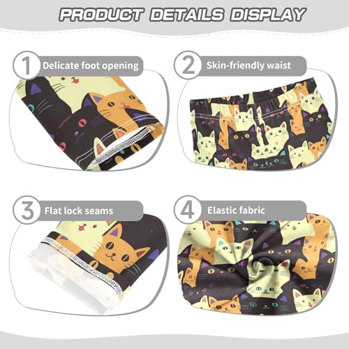 Cute Cat Girls' Leggings Toddler Doodles Kids Yoga Pants Dance Active Tights 4T3