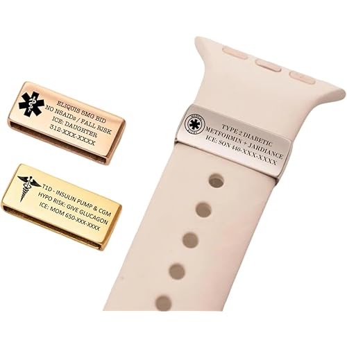 Custom Medical Alert Bracelet,Personalized Medical Id Tags,Engraved Medical Alert Tag for Watch Band,Fitness Safety Plate for Sport Smartwatch
