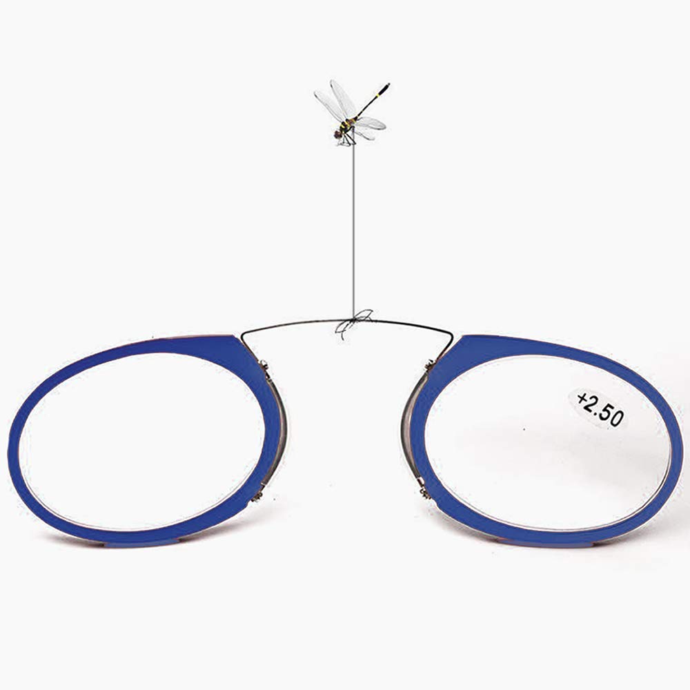 MMOWW Gafas de lectura unisex, Diseño de nariz de clip, Antideslizante, Compactas (Azul, +2.0)