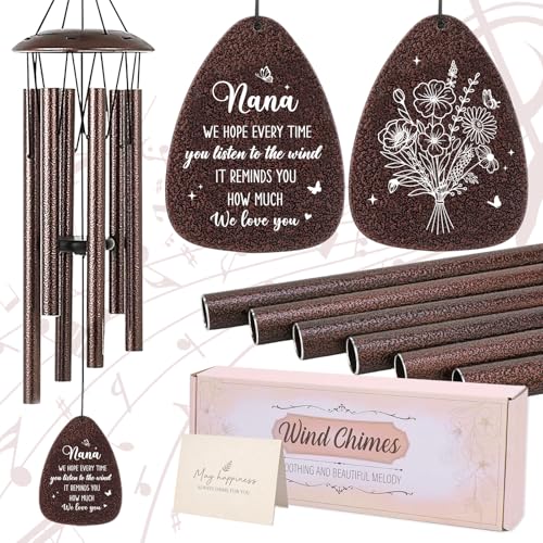 Aunt Gifts Wind Chimes - Metal Windchimes with Card Indoor Outdoor Hanging Decor for Garden Patio Yard Balcony Backyard Appreciation Christmas New Year Birthday Gift for Aunts from Niece