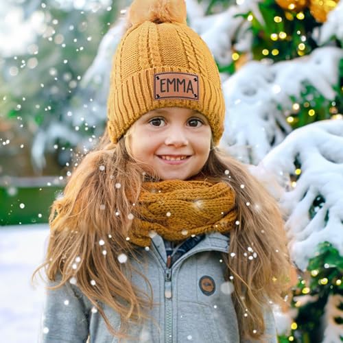 Custom Kids Winter Hat Gloves Scarf Set, Personalized Toddler Winter Beanie Hat Scarf Gloves Warm Set for Boys Girls2