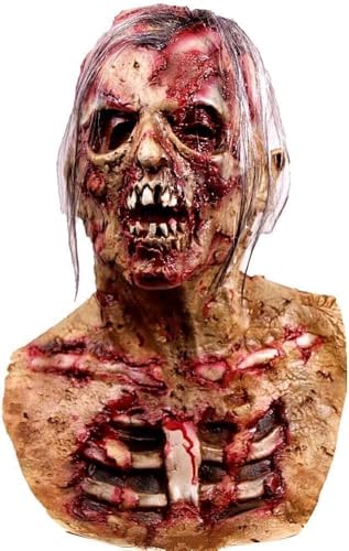 Derlinvine Scary Halloween Zombie Head Mask, Horror Biochemical Creepy Latex