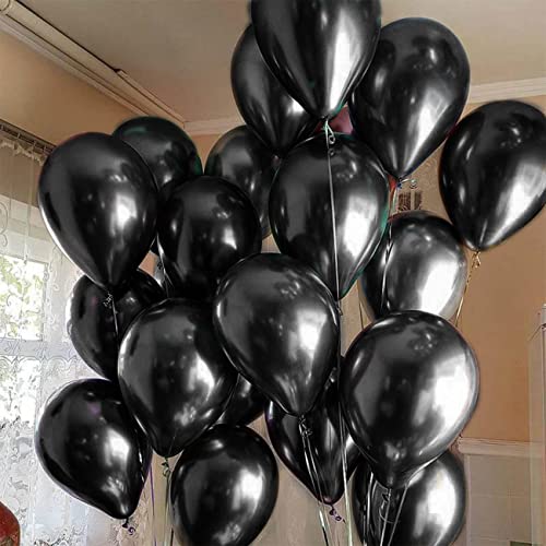 Image of ITAF Black Metallic Finish Shiny Balloons For Birthday /Anniversary /Engagement /Wedding /Baby Shower /Farewell /Any Special Event Theme Party Decoration - Pack of 50