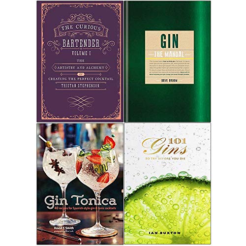 Curious bartender, gin the manual, gin tonica, 101 gins to try before you die 4 books collection set