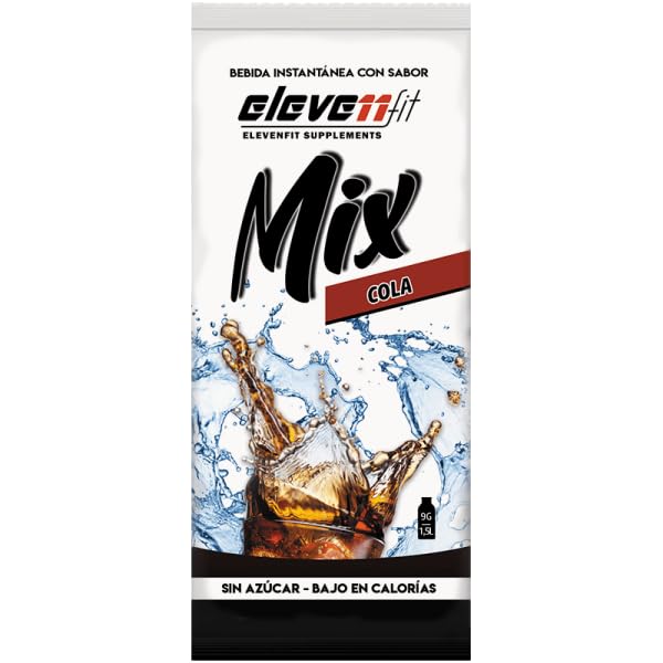 BEBIDAS MIX de ELEVEN FIT, 10 Sobres de COLA SIN AZÚCAR, Bebidas Instantáneas Bajas en Calorías, 9g x 10 Sobres, Bebida hidratante