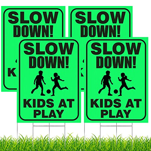 Panneau de sécurité Slow Down Kids At Play pour faire ralentir les voitures devant votre propriété