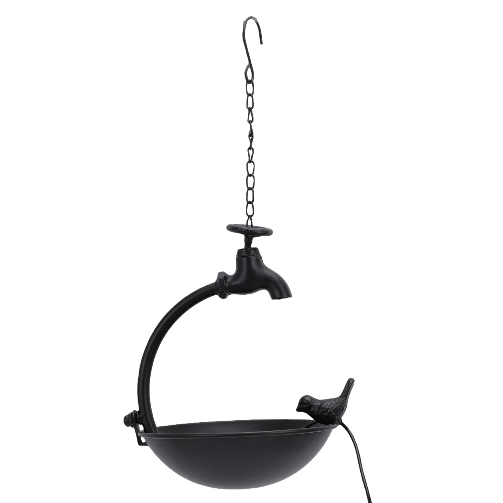 Luocute Fontana per Vasca per Uccelli Ad Energia Solare, Rubinetto Dal Design Vintage con Vasca in Ferro Antiruggine, Attira gli Uccelli Selvatici per la Mangiatoia Sospesa per Patio,