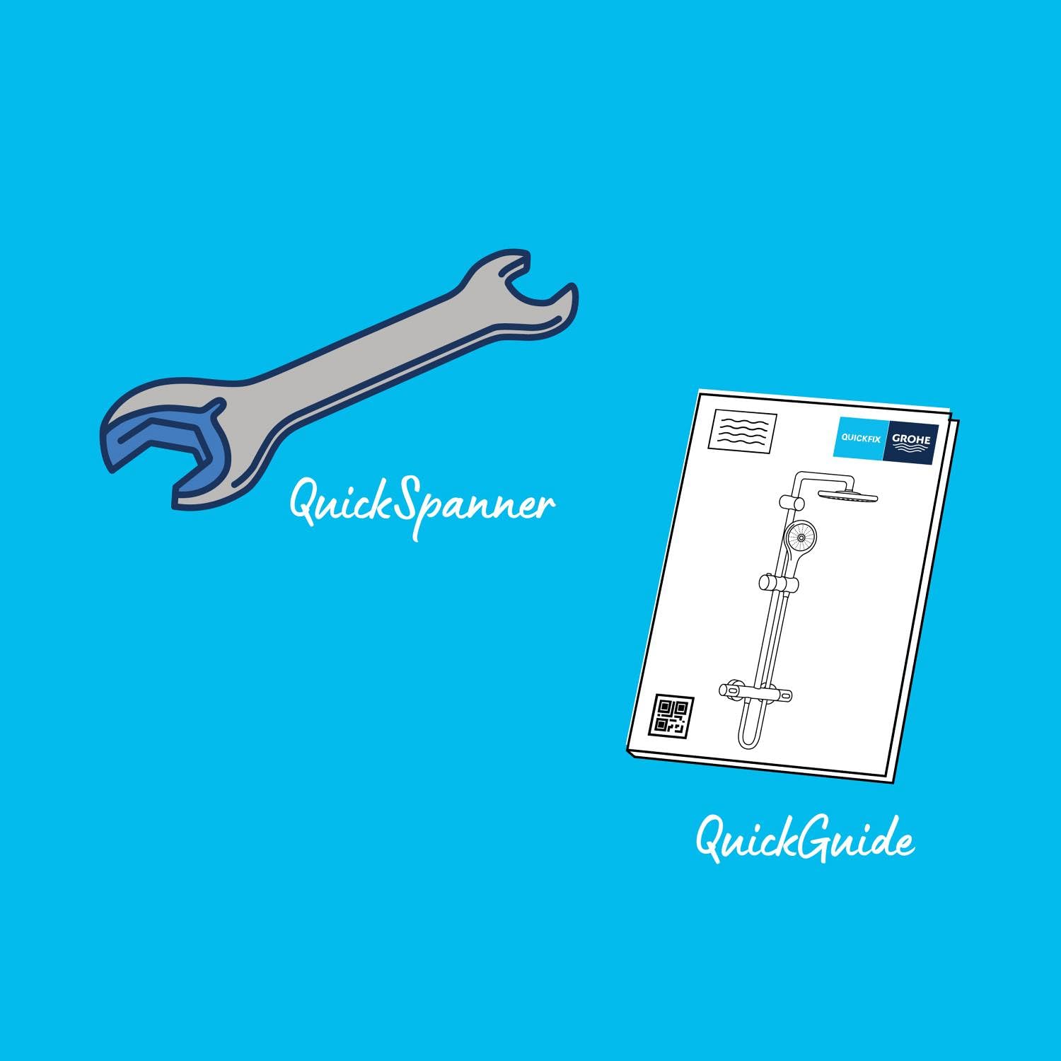 GROHE Colonne de douche avec inverseur Vitalio Joy 260, douche apparente, tête de douche 250mm, barre orientable, pommeau de douche Vitalio Joy 110 3 jets, chromé, 27357002 (Import Allemagne)