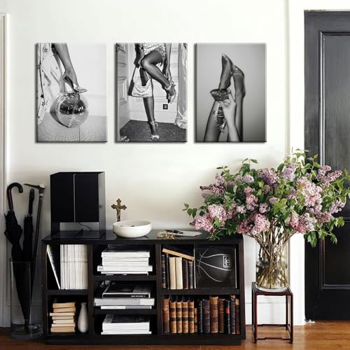 Trendy Women Canvas Wall Art Set of 3 Black and White Fashion Feminist Wall Decor Pictures High Heels on Disco Ball Bar Cart Woman Drinking Wine Posters Prints for Dorm Bedroom Decoration 12x16in Trendy Women Canvas Wall Art Set of 3 Black and White Fashion Feminist Wall Decor Pictures High Heels on Disco Ball Bar Cart Woman Drinking Wine Posters Prints for Dorm Bedroom Decoration 12x16in