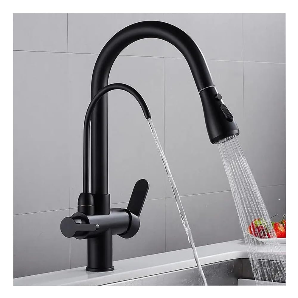 Blyqxs Black Kitchen Faucets Three Ways Sink Mixer Hot And Cold Kitchen Faucet Torneira Xt-152(Black)