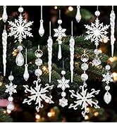 18-teiliger Weihnachtsschmuck Set - Acryl Schneeflocken & Eiszapfen Für Christbaum