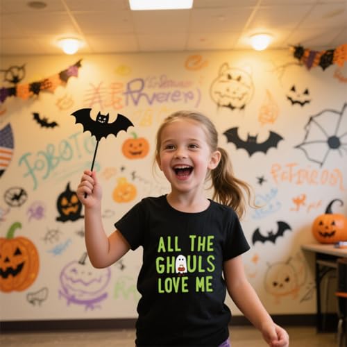 Toddler Halloween Shirts for Boys & Girls - Short Sleeve Tees with Ghouls, Ghosts & Pumpkins Graphics 2-7T3
