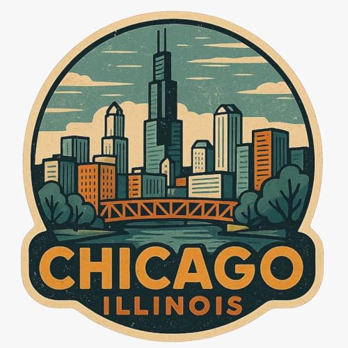 CartNest- Chicago City Skyline Sticker, Waterproof Vinyl Decal for Car Bumper, Laptop & Water Bottle – 3'