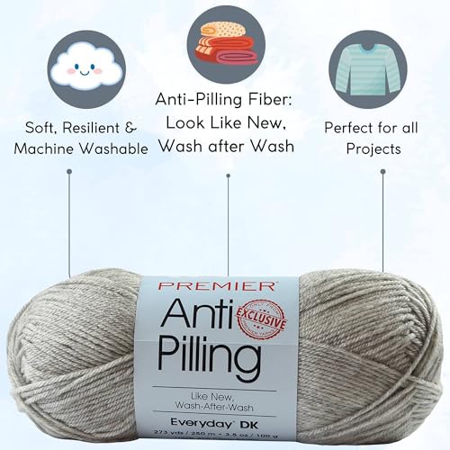 Image of Premier Yarns Anti-Pilling Everyday DK Cloudy Day 1107-29 (6-Skeins-Same Dye Lot) DK Light Worsted #3 Anti-Pilling Acrylic Yarn for Crocheting and Knitting with Project Bag
