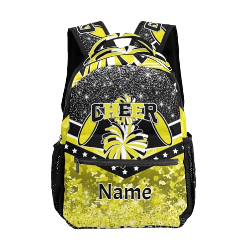 Cheer Yellow Cheerleader School Backpack Waterproof Shoulder Bag for Sport Training Competition Gift