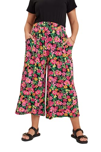 Yours Curve Black Floral Print Midaxi Culottes - Women's - Plus Size Curve