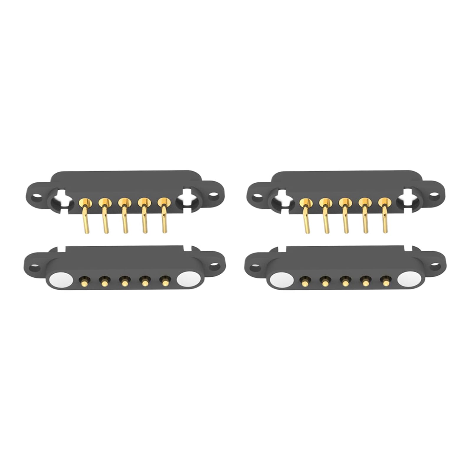 2 Pair 2/3/4/5/6/7/8Pin Bend Magnetic Pogo Pin Connector with Positioning Hole, Male+Female 2.54MM Spring Loaded Pogopin Connector DC Power Charge Probe Socket (5Pin)