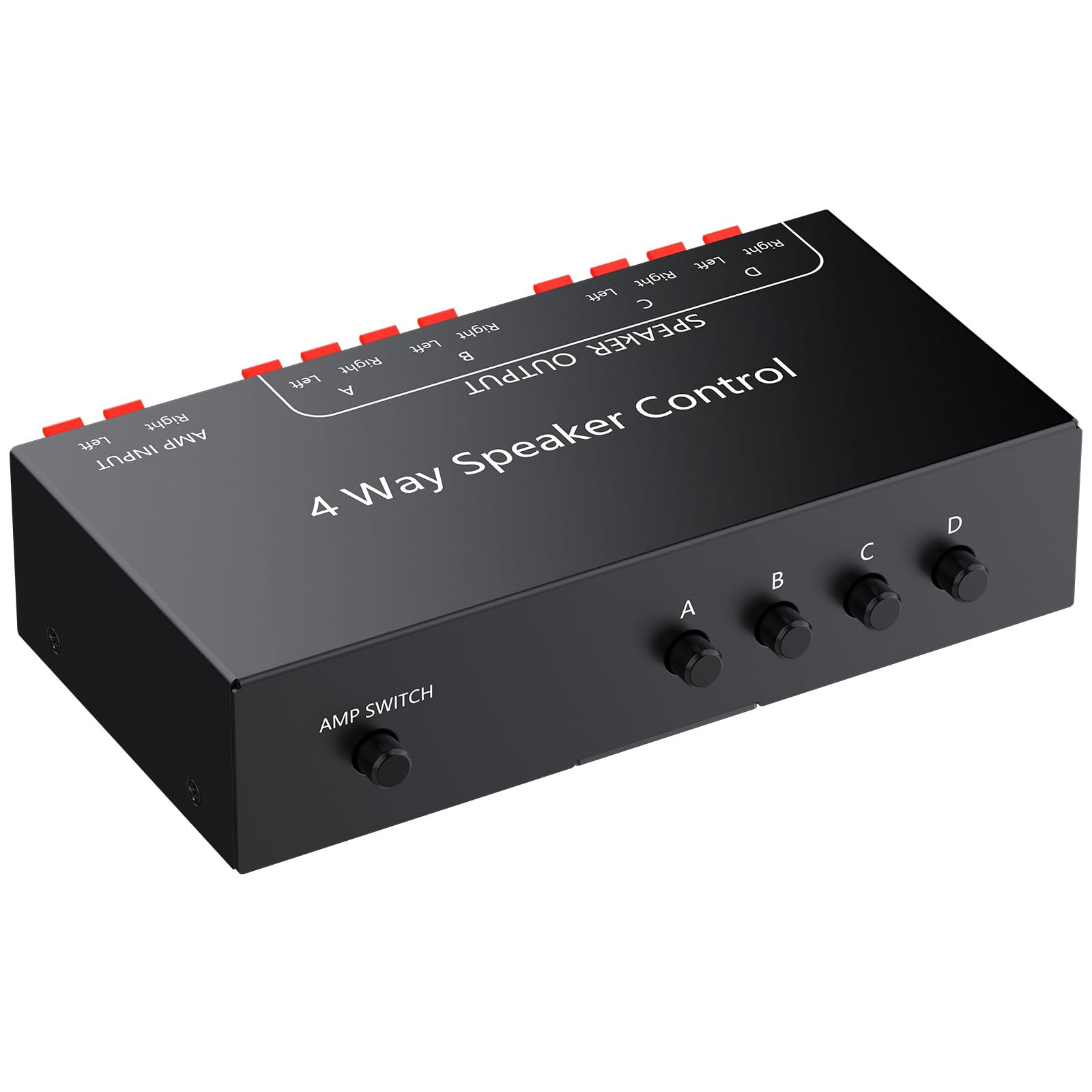PROZOR Commutatore Altoparlanti 4 Zone Switch Passivo 1 Ingresso 4 Uscite 150W/Canale Selettore Passivo Altoparlanti 4 Zone Controllo Indipendente Zone A/B/C/D con Interruttore Master
