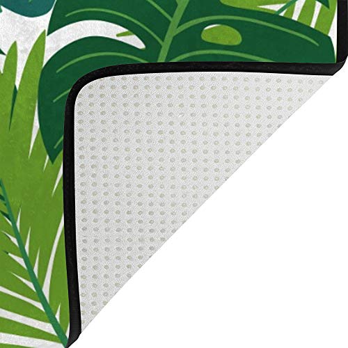 Tapis motif feuilles vertes tropicales durable grand format pour maison