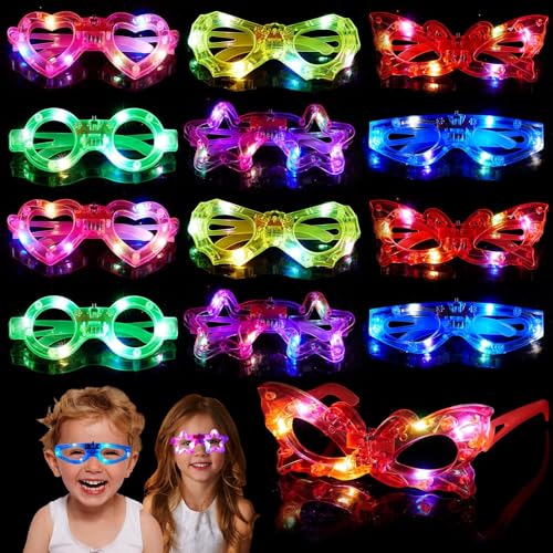 Mikulala 12 Pièces Led Lunettes Néon Lunettes De Fête Festival Lunettes Lumineuses Rave Lunettes Lumineuses Pour Fête Anniversaire Décoration Cadeau Pour Enfants Adultes