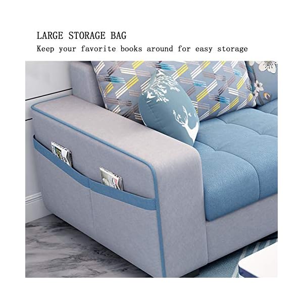 3-Seat Corner Fabric Sofa,Nordic Lazy Couch with 2 Comfortable Stools And Storage Side Pocket Design, Loveseat Sofa for Living Room Furniture Decoration, Washable - Image 6