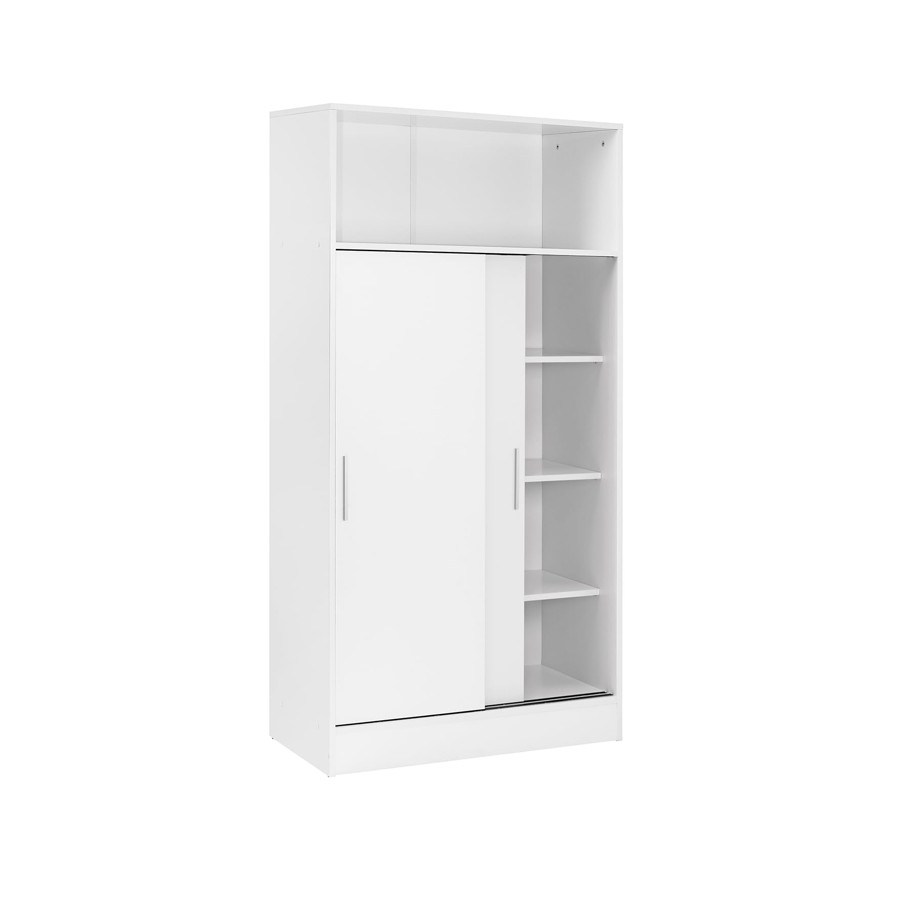 Armario con 2 Puertas Correderas - 157x81x38 cm - Blanco y Melamina - Diseño Moderno y Compacto - Ideal para el Hogar y Optimizar Espacios
