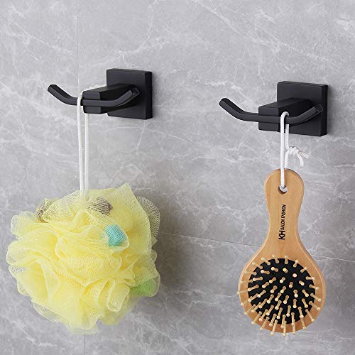 Gerzwy Bathroom Matte Black Coat Hook Sus 304 Stainless Steel Double Towel/Robe Clothes Hook For Bath Kitchen Contemporary Hotel Style Wall Mounted 2 Pack Eg1508-Bk #TOP3