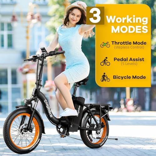 Image of 1000W Folding Electric Bike,48V 20AH Removable Battery E Bike,30+MPH,80 Miles Max Range Electric Bike for Adults,20 inch Fat Tire Foldable ebike,Adult Electric Bicycle for Commute Beach Snow