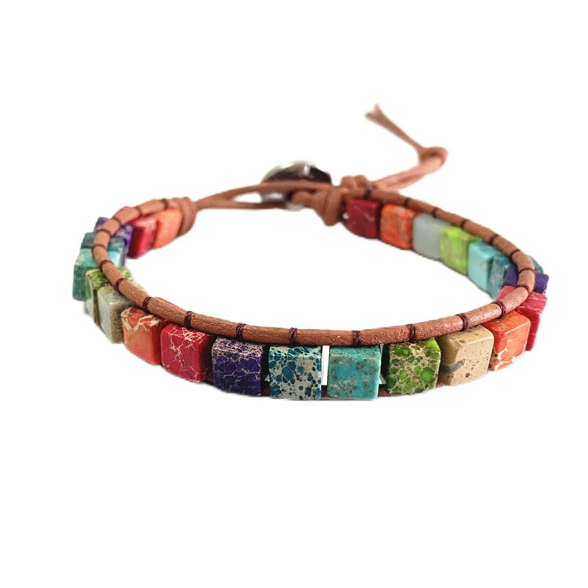7 Chakra Bracelet,Boho Stone Wrap Beaded Bracelets for Women Jewelry Gift