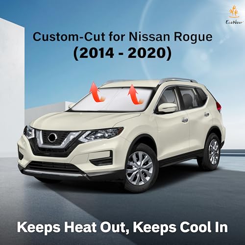 Image of Econour Windshield Sun Shade Compatible for Nissan Rogue 2014-2019 2020 | Sun Visor for Front Windshield & Window Sun Shade Cover, UV Heat Blocker & Protector, Car Accessories