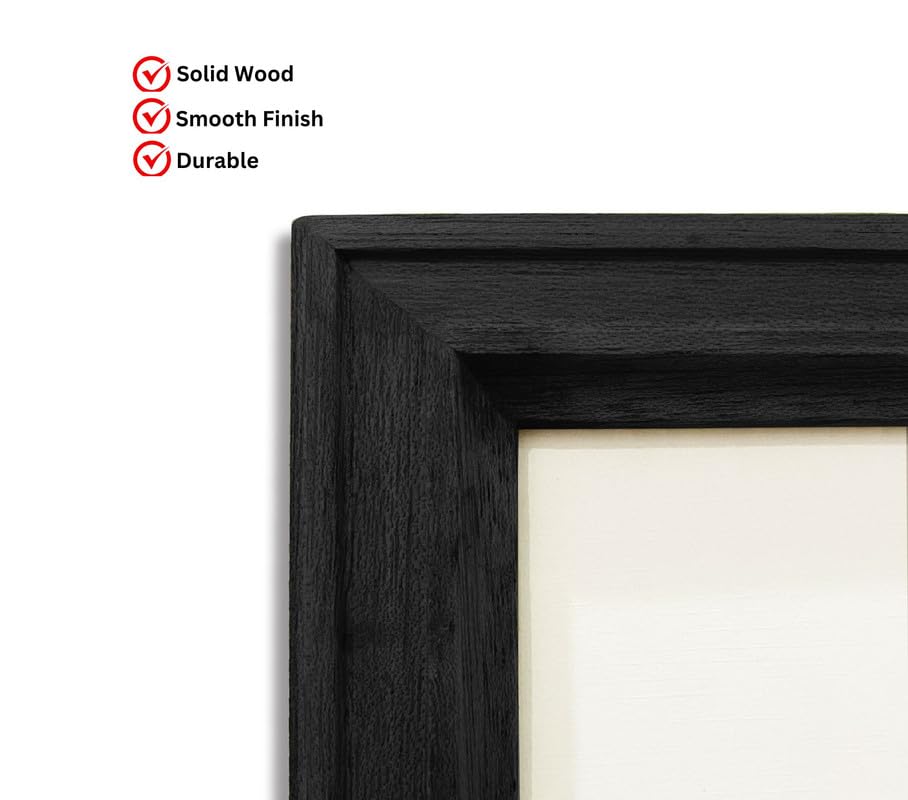 Image of 10 x 12 inch Wooden Photo Frame with Mat for Wall Decoration, Black Photo Frame 10 x 12 inch with Mat or 14 x 16 inch without Mat for Posters Photos and Artworks
