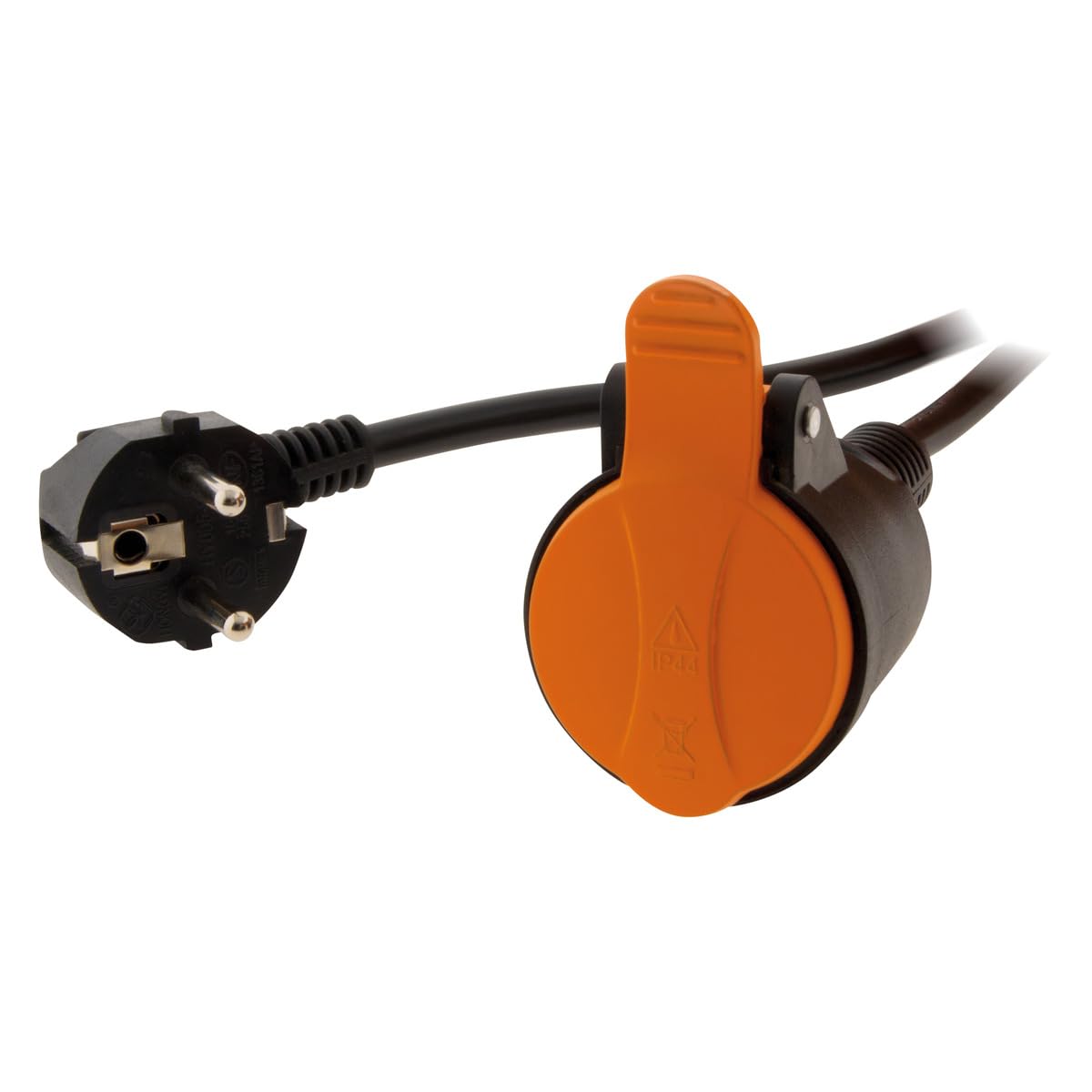 Zenitech - Wasserdichtes Verlängerungskabel 2P+E H07RN-F 3x 1,5mm² 5m mit orangefarbenem Befestigungsclip