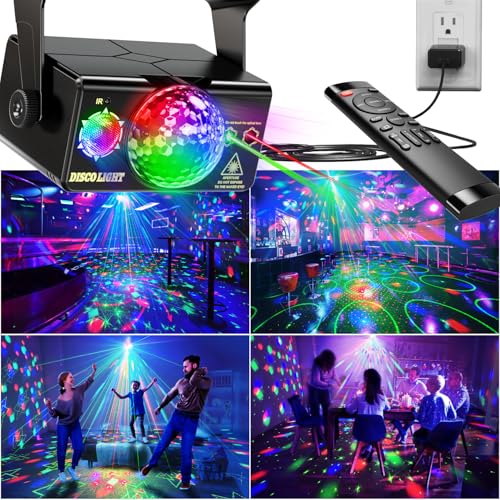 Image of Party Lights DJ Disco Ball & LED Stage Strobe Light with Sound-Activated 10ft USB-C Cable,Remote,Disco Lights for Parties Indoor Use,Birthday,Dance,Clubs,Bar,Living Room,Weddings, Holidays Decor