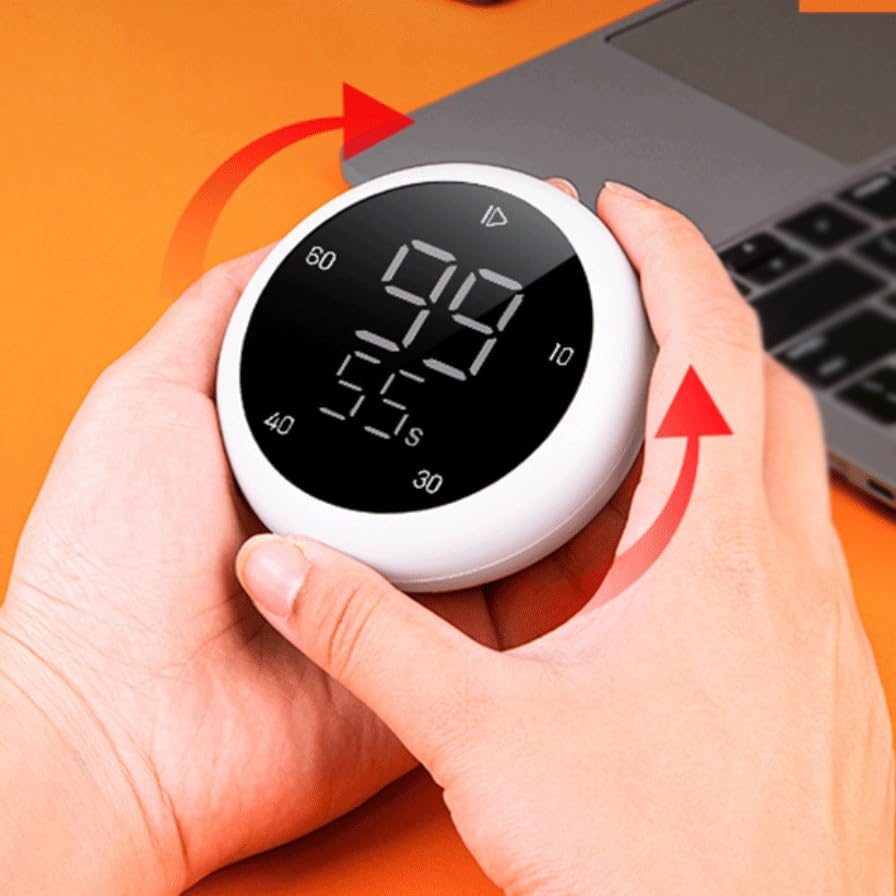 Minuterie électronique blanche circulaire portable à commande rotative JFDBGU - 4
