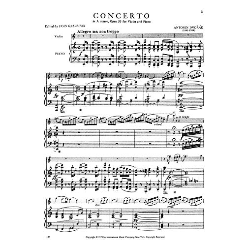Dvorak, Antonin - Concerto in a minor, Op. 53 - Violin and Piano - by Ivan Galamian International - image 2