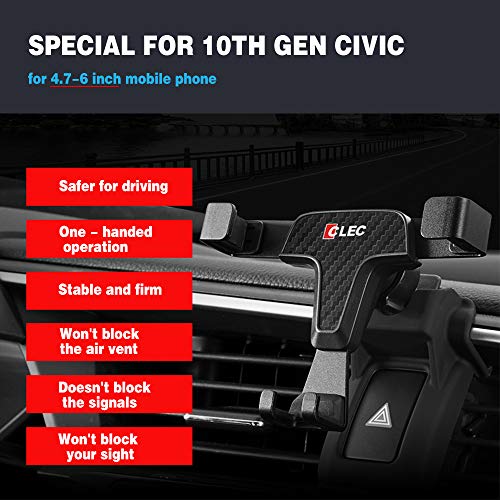 Thenice for 10th Gen Civic Cellphone Mount Mobile Phone Holder Support, 360 Degree Car GPS Bracket, Smartphone Stand for Honda Civic 2020 2019 2018 2017 2016