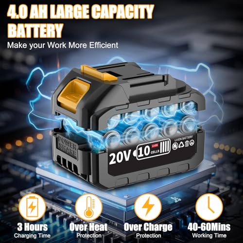Image of 4.0Ah Battery Cordless Impact Wrench, Brushless 1 /2 Impact Gun, 320Ft-lbs(430N.m) 20V High Torque Power Impact Driver, Electric Impact for Car Home