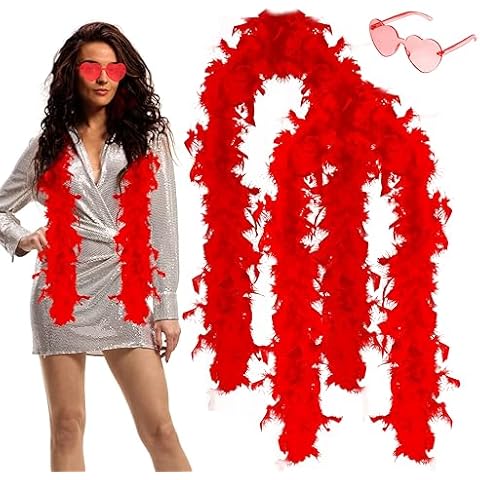 Beaface 4 PCS Feather Boa Set with Sunglasses Cover