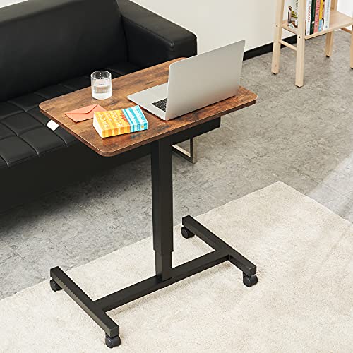 Image of CLATINA Mobile Standing Desk Adjustable Height, Portable Rolling Table on Lockable Wheels for Home Office Computer Workstation 28 inch x 19 inch Round Edge Design Elegant (White)