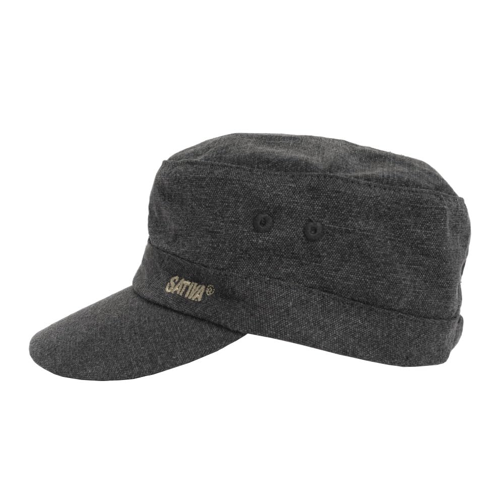 Sativa Unisex Khaki,Grey Military Hat With Strapback Hemp Bags-Grey
